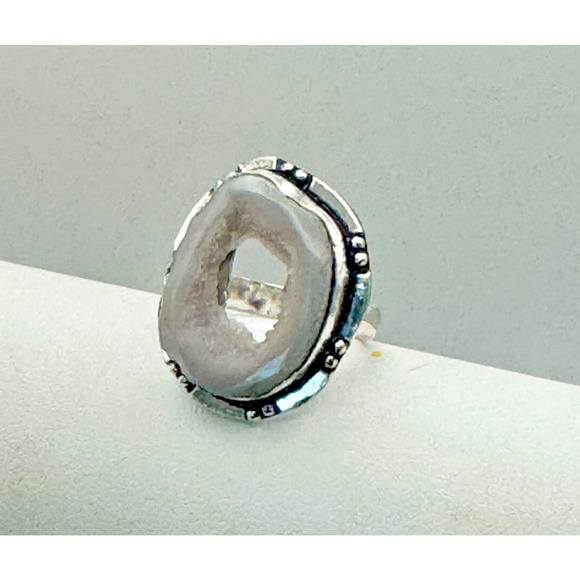 Beautiufl Agate Ring .925 Stone Sz 6 - 5.94 Grams - Beautiful Piece - Picture 1 of 4